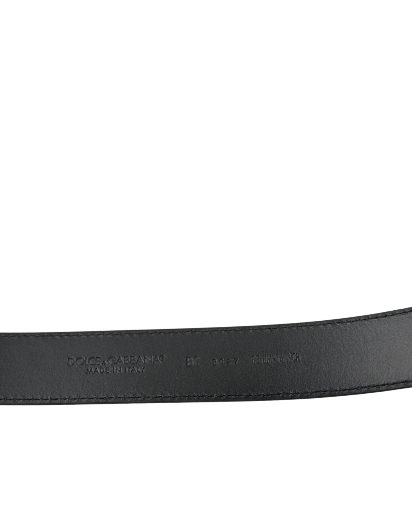 Dolce & Gabbana Black Calf Leather Silver Metal Buckle Belt