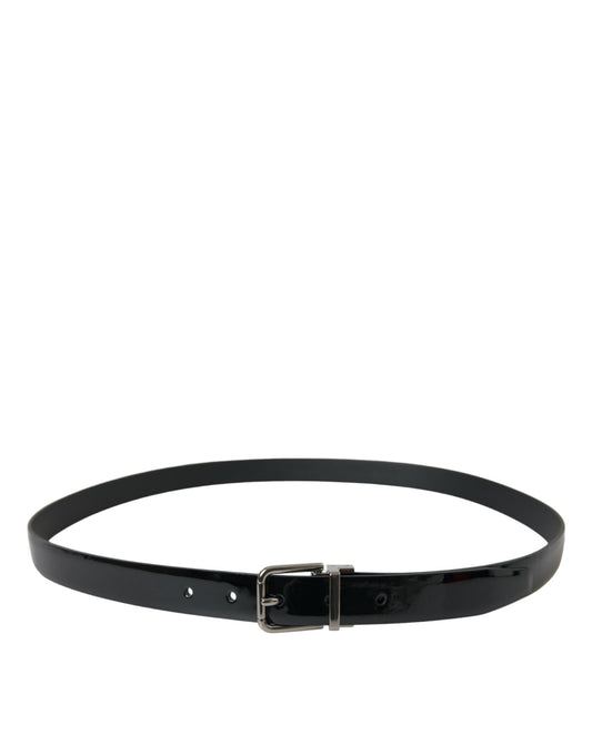 Dolce & Gabbana Black Leather Silver Metal Buckle Belt