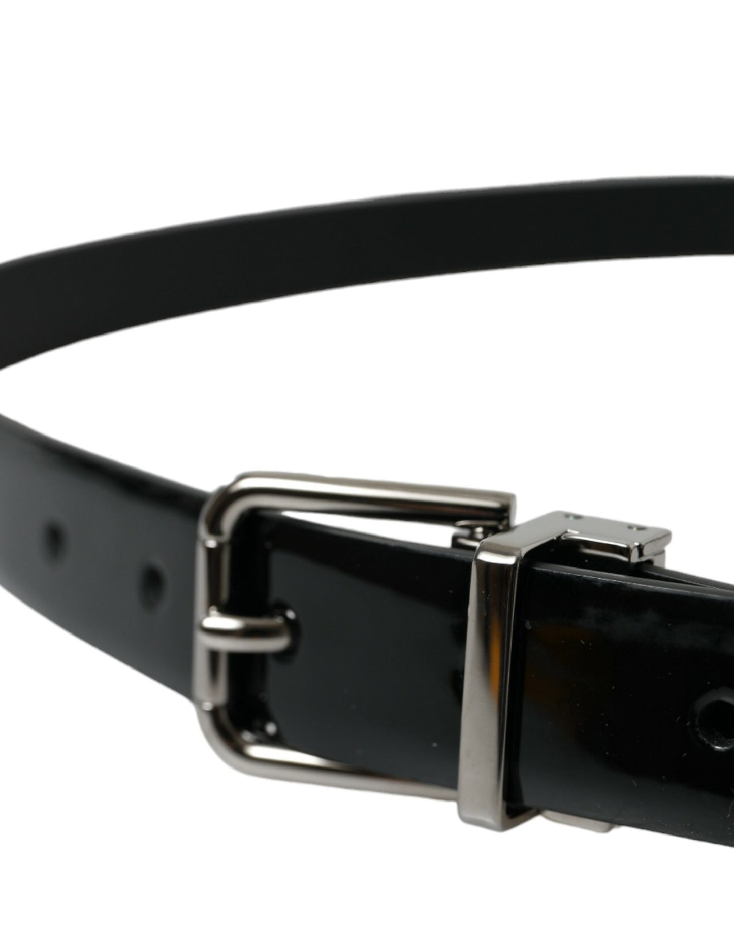 Dolce & Gabbana Black Leather Silver Metal Buckle Belt