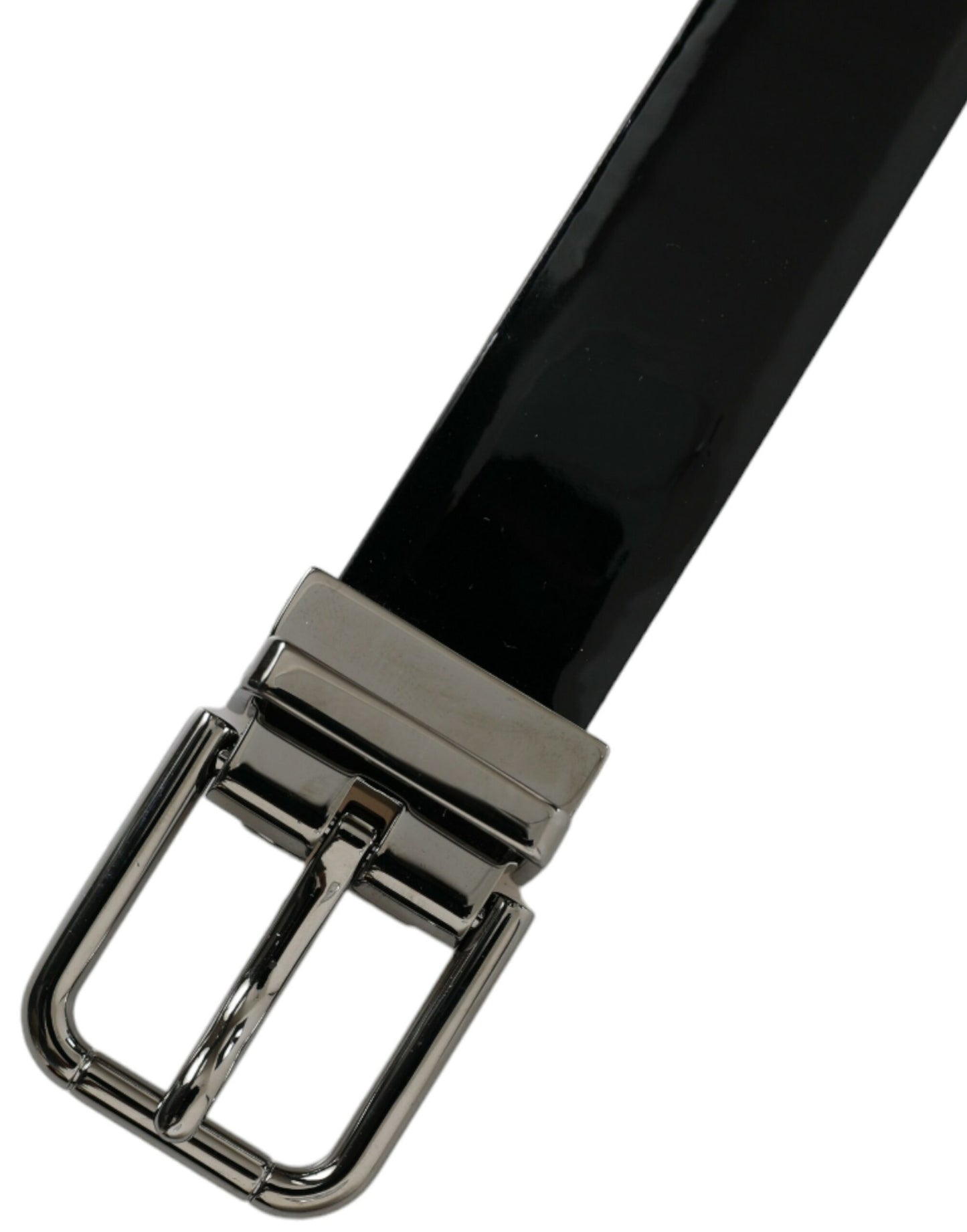 Dolce & Gabbana Black Leather Silver Metal Buckle Belt