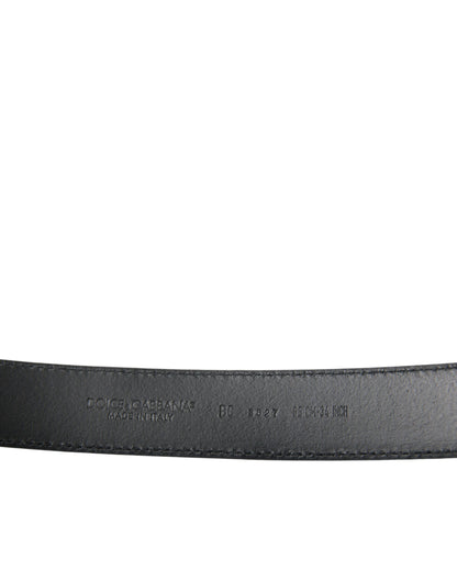 Dolce & Gabbana Black Calf Leather Silver Metal Buckle Belt