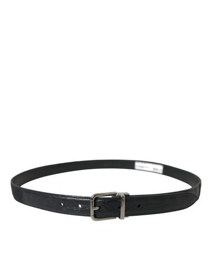 Dolce & Gabbana Black Leather Silver Metal Buckle Belt