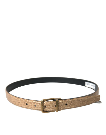 Dolce & Gabbana Beige Exotic Leather Gold Metal Buckle Belt