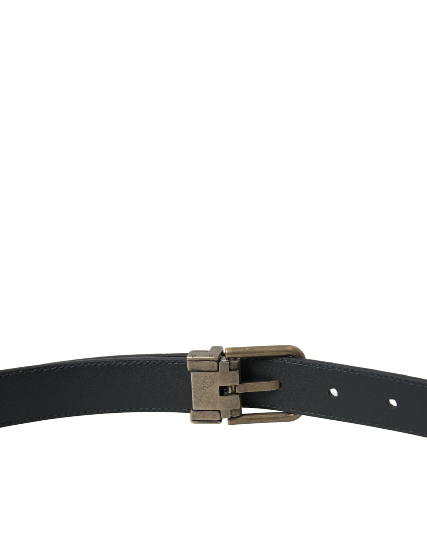 Dolce & Gabbana Black Suede Leather Gold Metal Buckle Belt