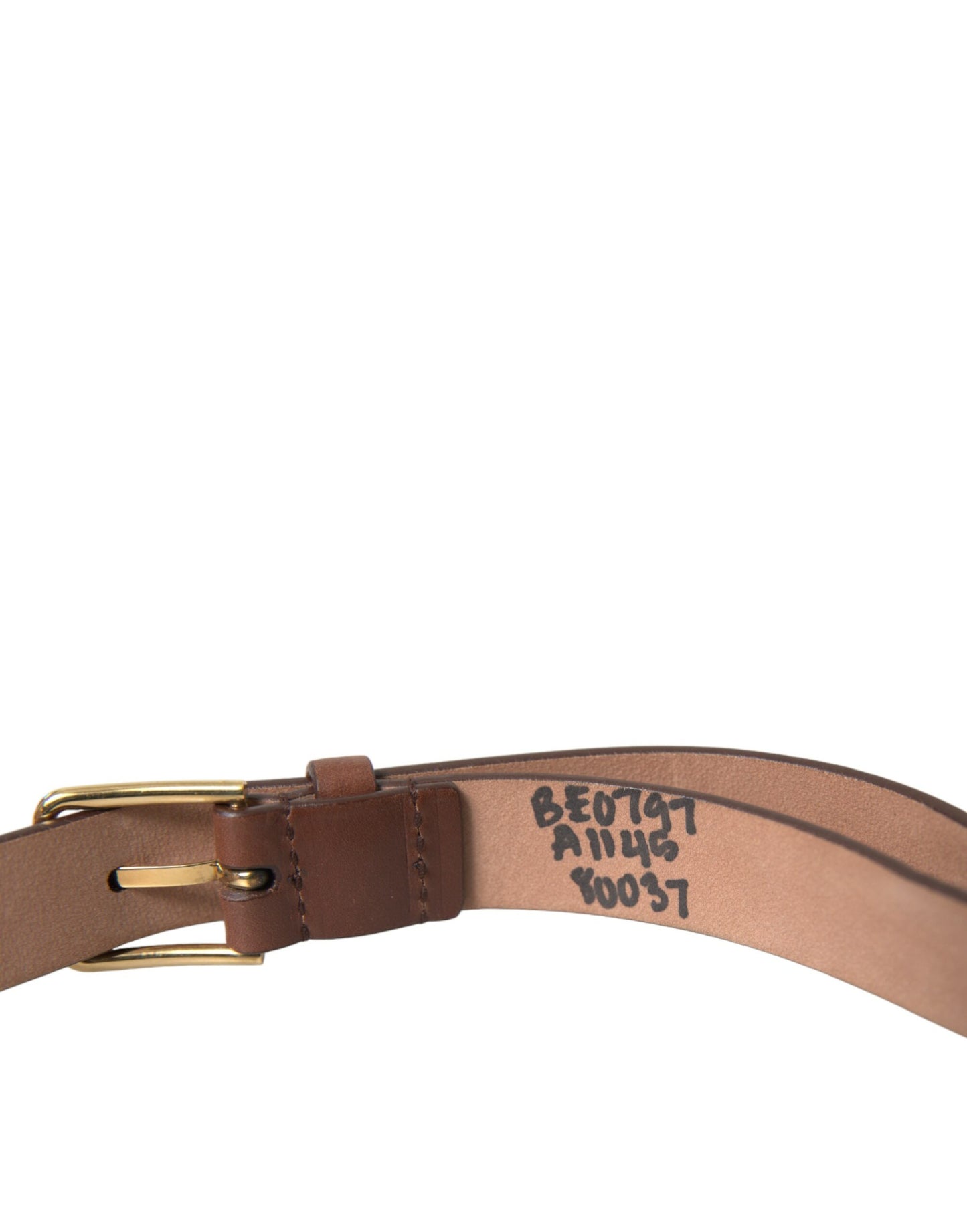 Dolce & Gabbana Brown Calf Leather Gold Metal Buckle Belt