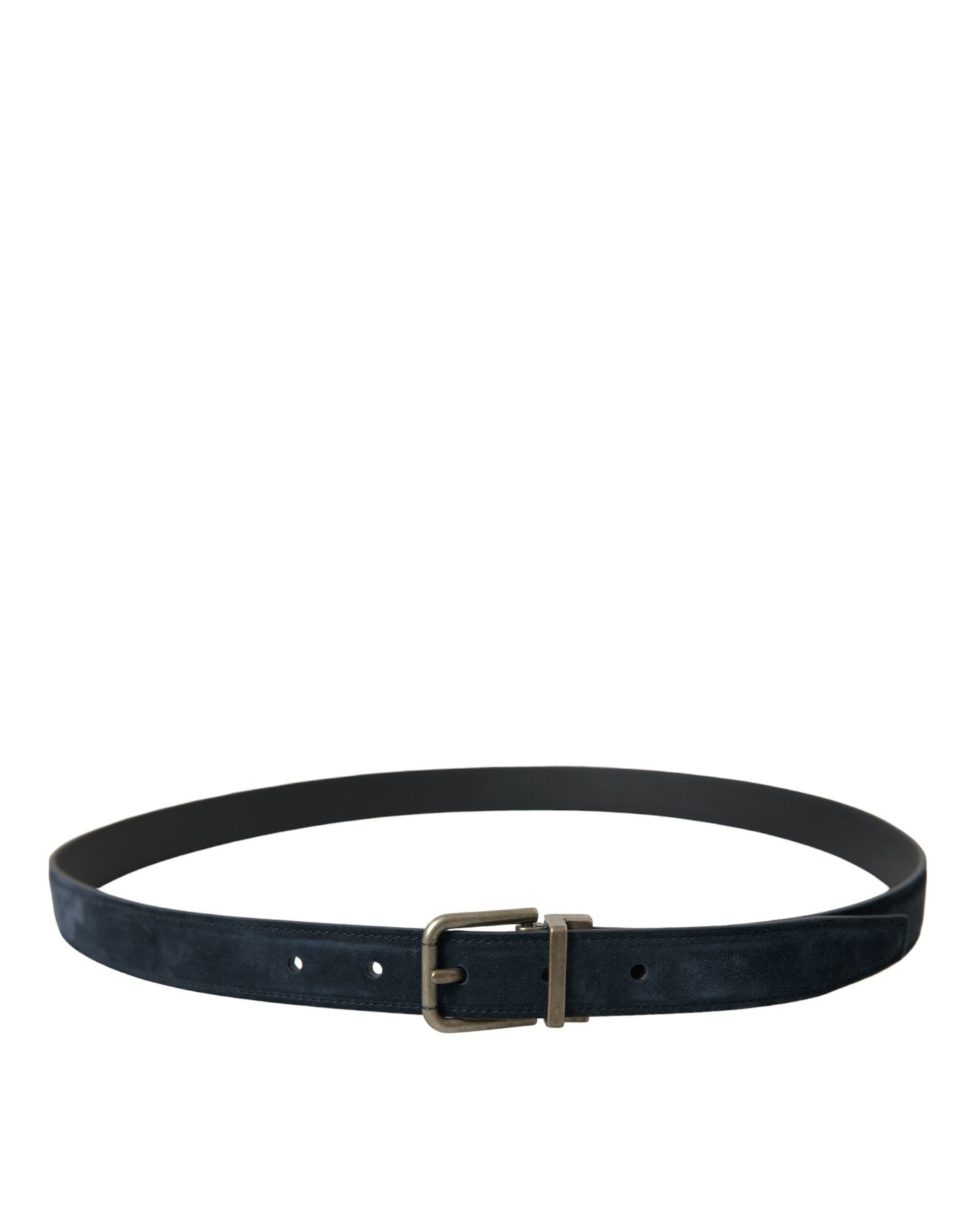 Dolce & Gabbana Blue Suede Leather Gold Metal Buckle Belt