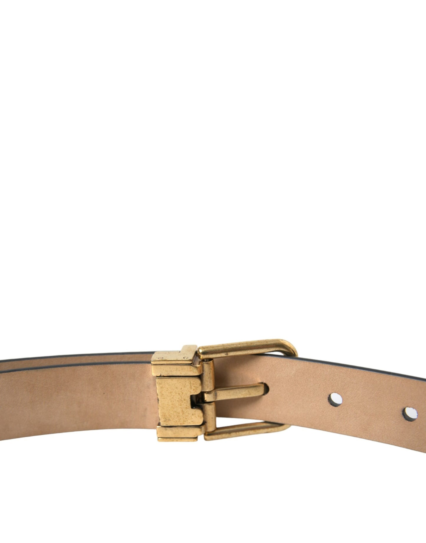 Dolce & Gabbana Black Calf Leather Gold Metal Buckle Belt