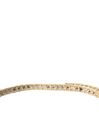 Dolce & Gabbana Beige Raffia Leather Metal Buckle Belt