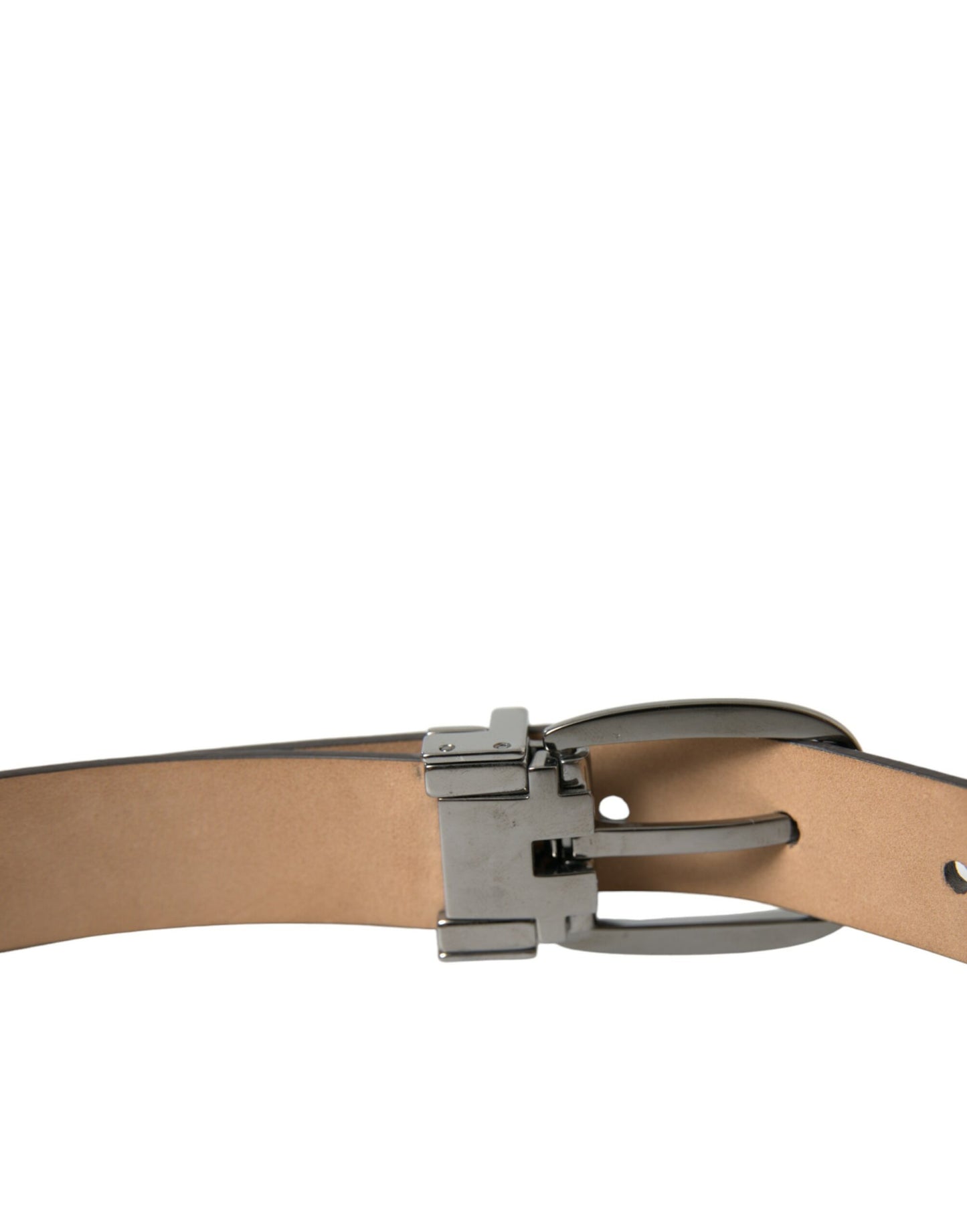 Dolce & Gabbana Dark Brown Leather Silver Metal Buckle Belt