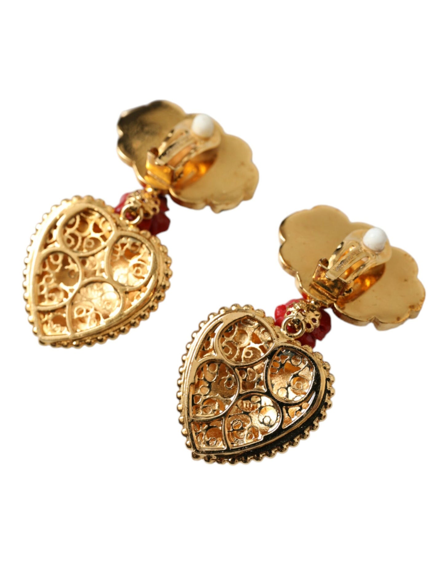 Dolce & Gabbana Gold Brass BOOM Cartoon Heart Crystal Clip-On Earrings