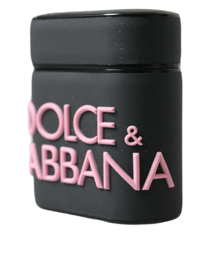 Dolce & Gabbana Black Pink Silicone Embossed Logo Airpods Case