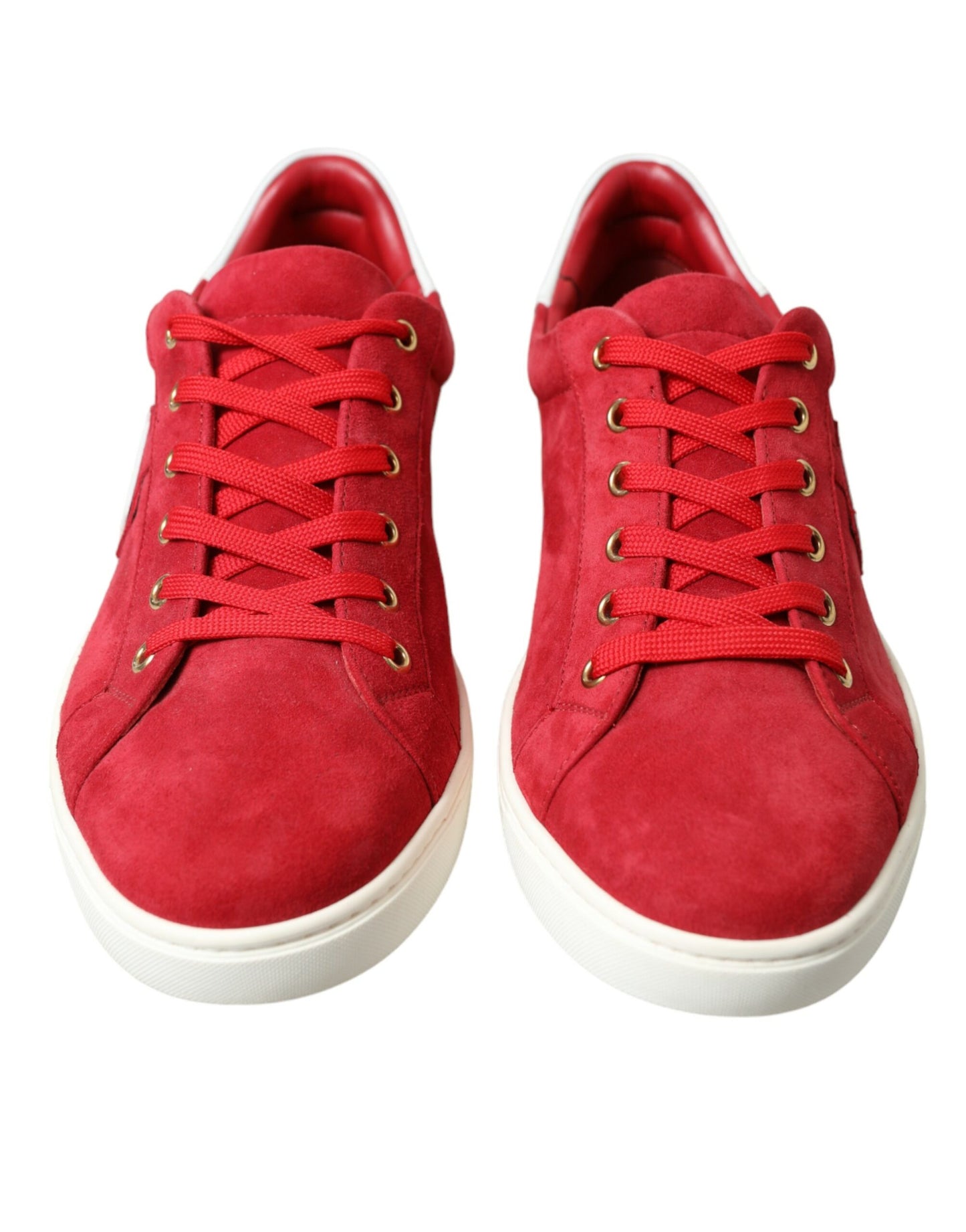 Dolce & Gabbana Red Suede Leather Men Low Top Sneakers Shoes