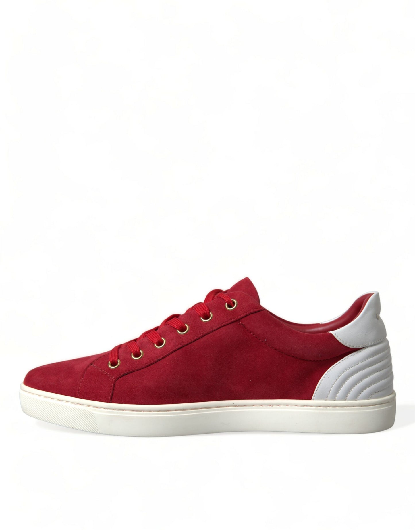 Dolce & Gabbana Red Suede Leather Men Low Top Sneakers Shoes