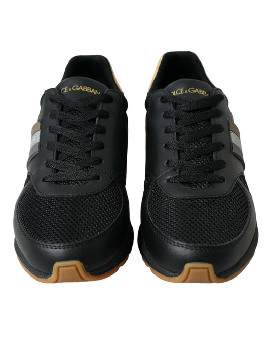 Dolce & Gabbana Black Leather Low Top  Sneakers Shoes