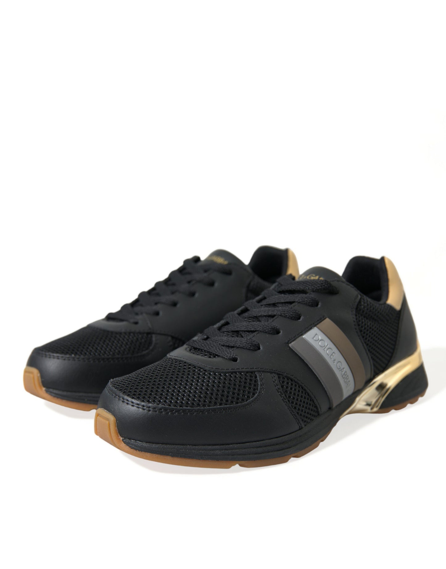 Dolce & Gabbana Black Leather Low Top  Sneakers Shoes