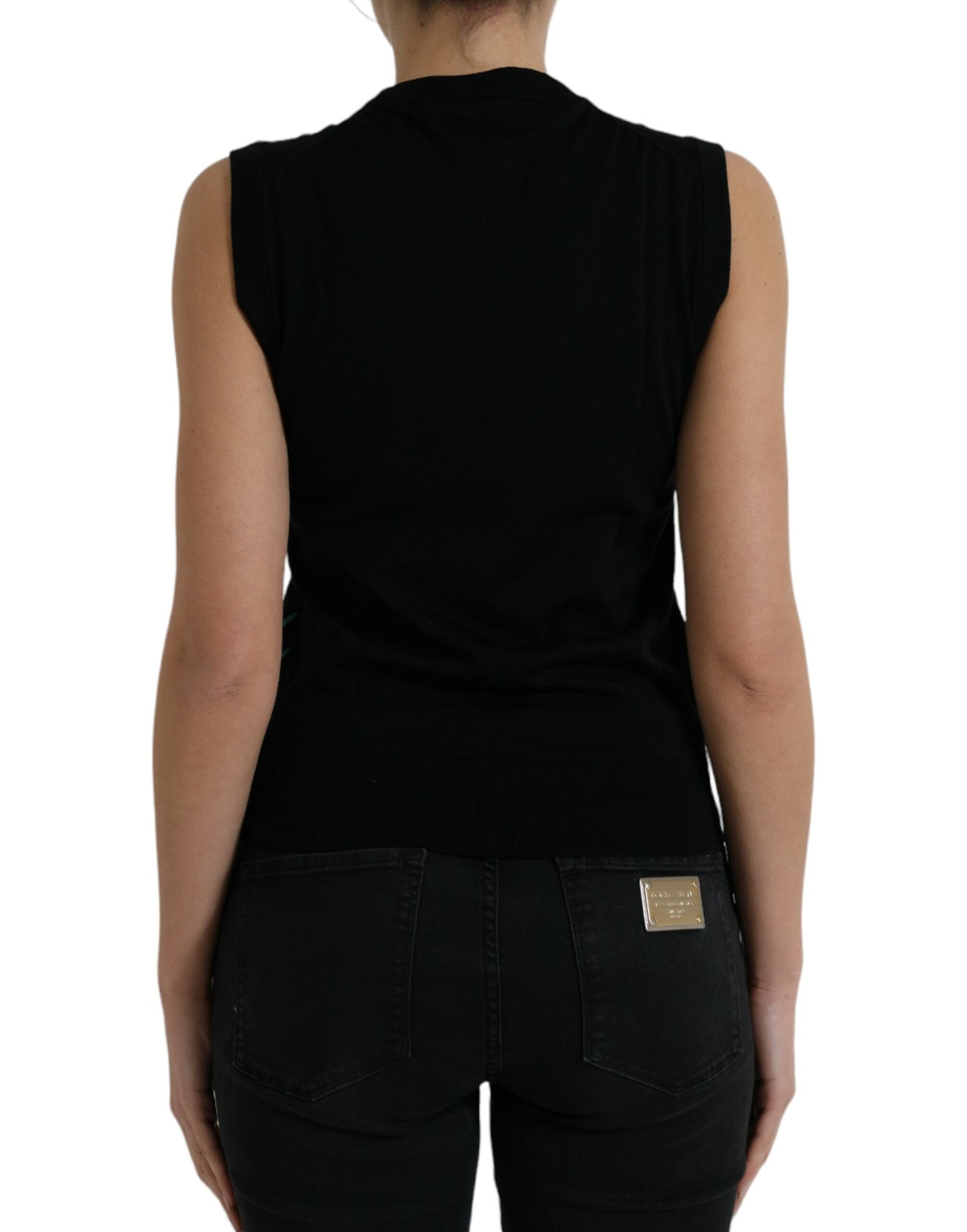 Dolce & Gabbana Black Jungle Crew Neck Sleeveless Tank Top