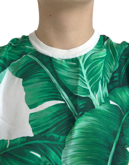 Dolce & Gabbana White Banana Leaf Print Crew Neck Tank Top