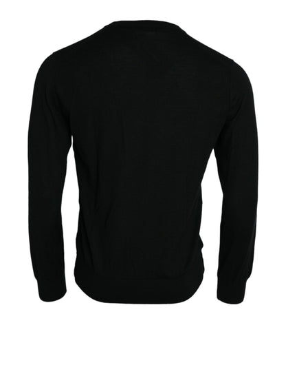 Dolce & Gabbana Black Cashmere Crew Neck Pullover Sweater