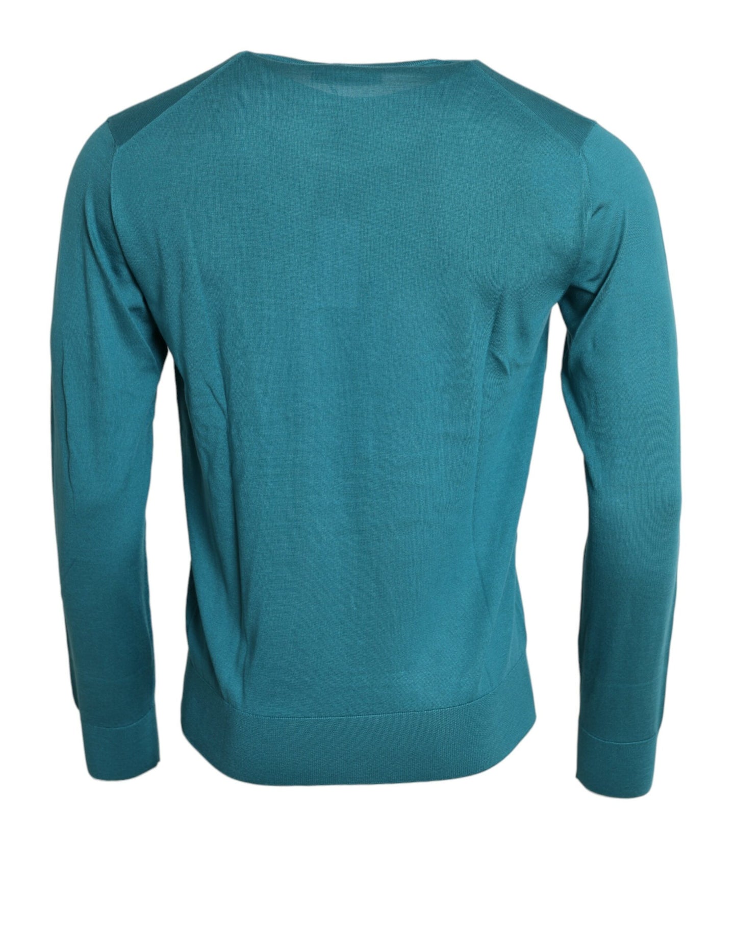 Dolce & Gabbana Blue Silk Crew Neck Pullover Sweater