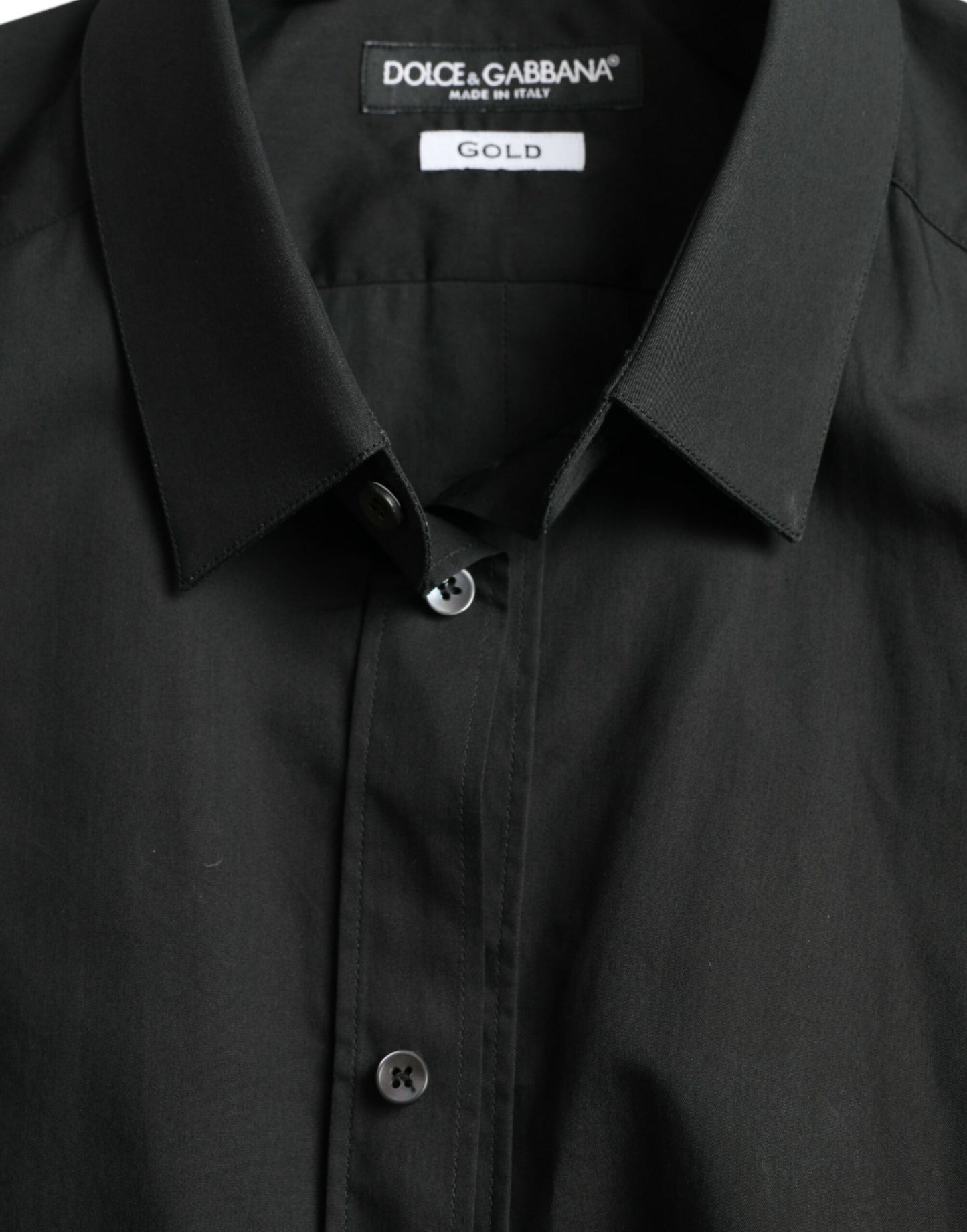 Dolce & Gabbana Black Cotton Silk Formal GOLD Dress Shirt