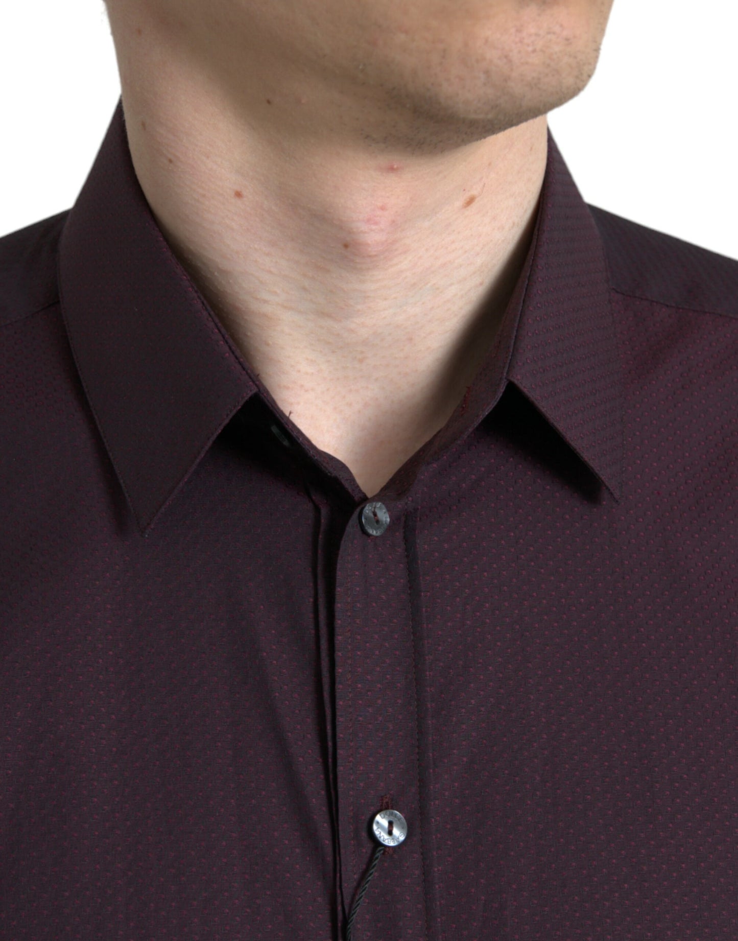 Dolce & Gabbana Maroon Jacquard Formal Dress MARTINI Shirt