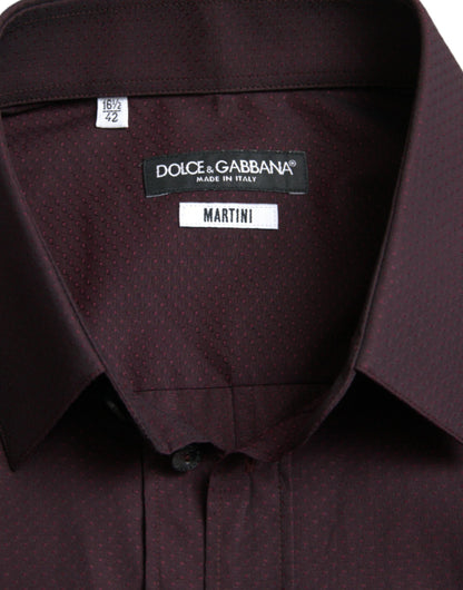 Dolce & Gabbana Maroon Jacquard Formal Dress MARTINI Shirt