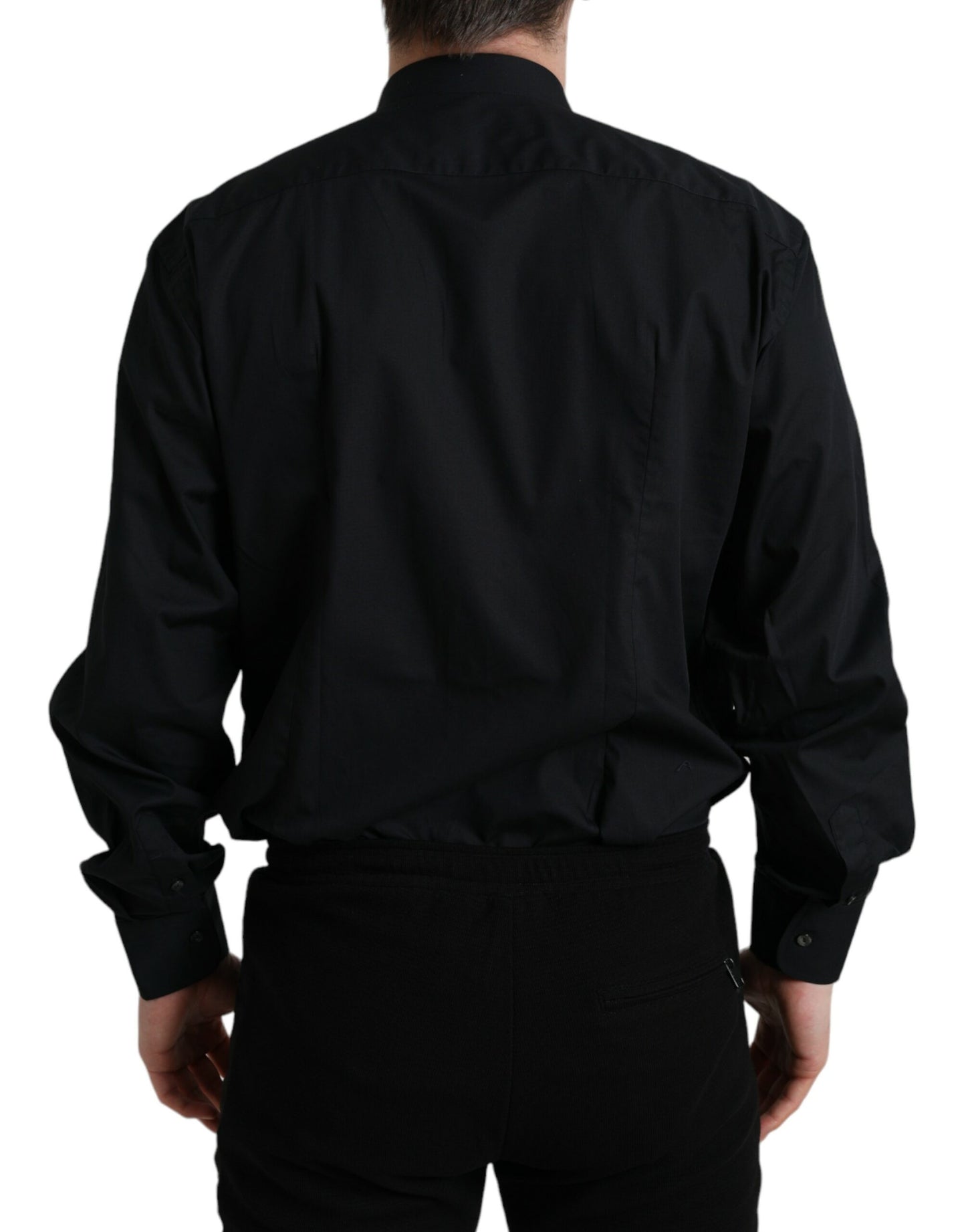 Dolce & Gabbana Black Cotton Collared Formal Dress Shirt