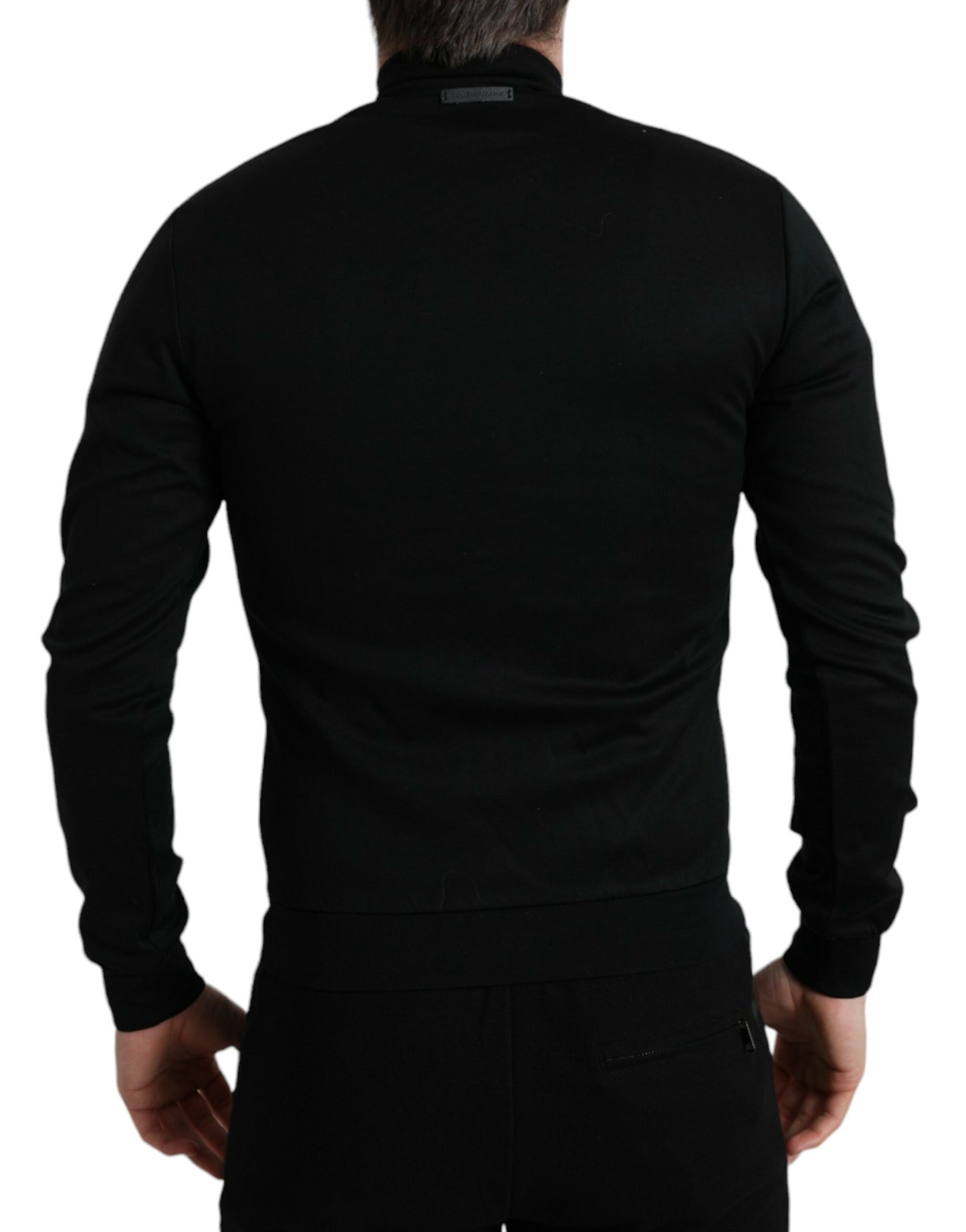 Dolce & Gabbana Black Cotton Full Zip Long Sleeves Sweater