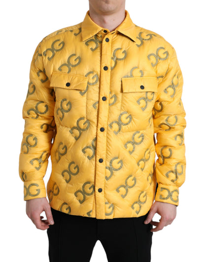 Dolce & Gabbana Yellow Logo Padded Buttoned Blouson Jacket