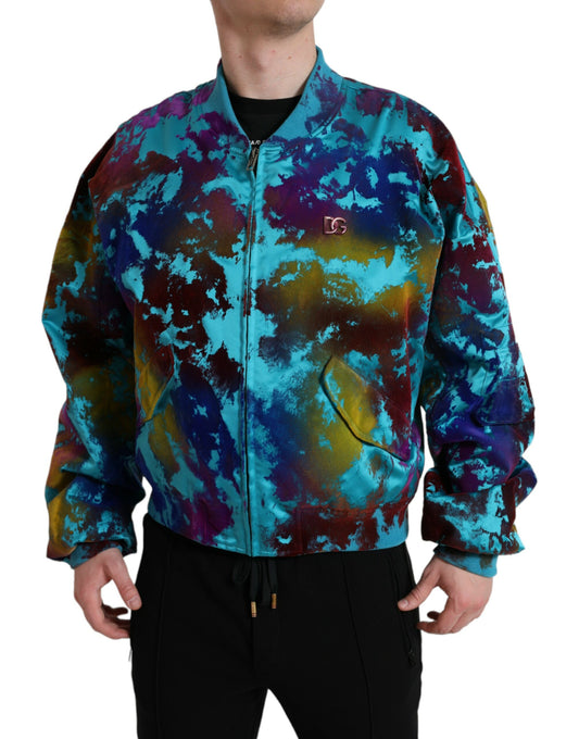 Dolce & Gabbana Multicolor Color Splash Zip Bomber Jacket