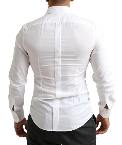 Dolce & Gabbana Elegant Slim Fit White Cotton Dress Shirt