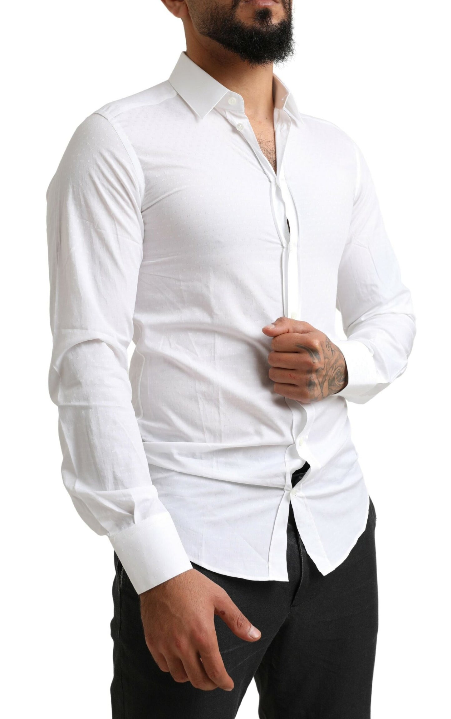 Dolce & Gabbana Elegant Slim Fit White Cotton Dress Shirt