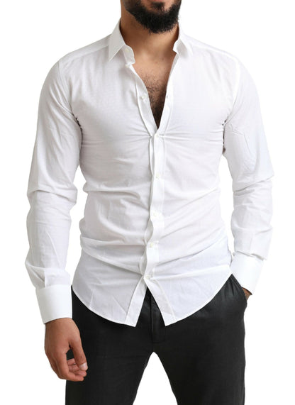 Dolce & Gabbana Elegant Slim Fit White Cotton Dress Shirt