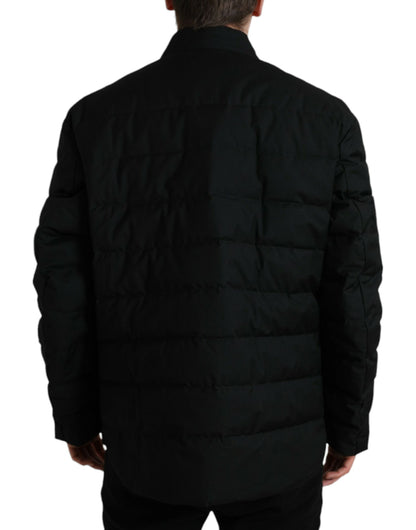 Dolce & Gabbana Black Polyester Collared Padded Logo Jacket