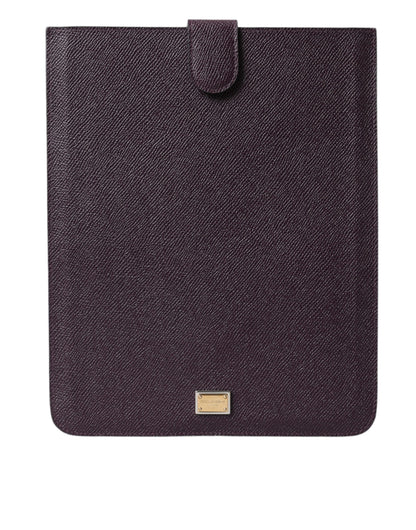 Dolce & Gabbana Dark Brown Leather Logo Plaque Cover Sleeve Tablet Case