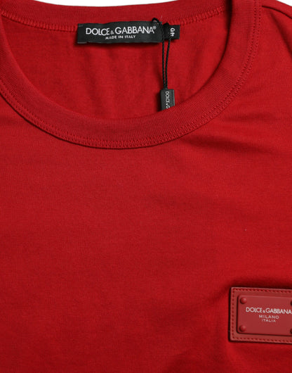 Dolce & Gabbana Red Logo Plaque ShortSleeve Crewneck T-shirt