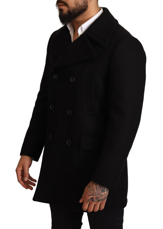 Dolce & Gabbana Elegant Black Double Breasted Trench Coat