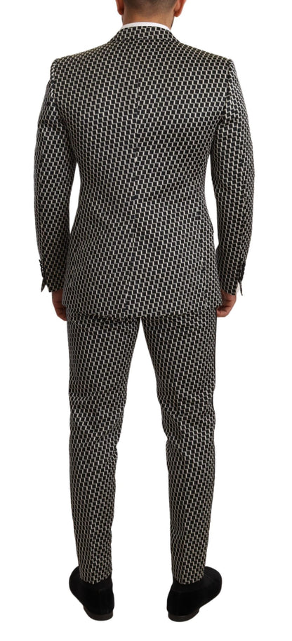 Dolce & Gabbana Elegant Martini Black Check Three-Piece Suit