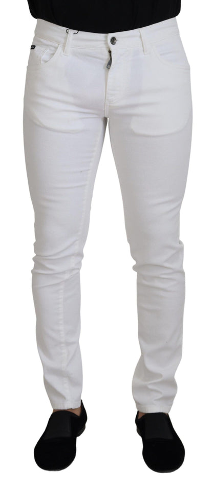 Dolce & Gabbana White Slim Skinny Stretch Cotton Denim Jeans