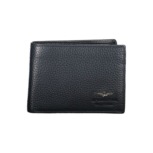 Aeronautica Militare Sleek Blue Leather Wallet with Ample Space