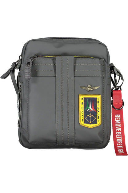 Aeronautica Militare Sleek Gray Shoulder Bag with Contrasting Details