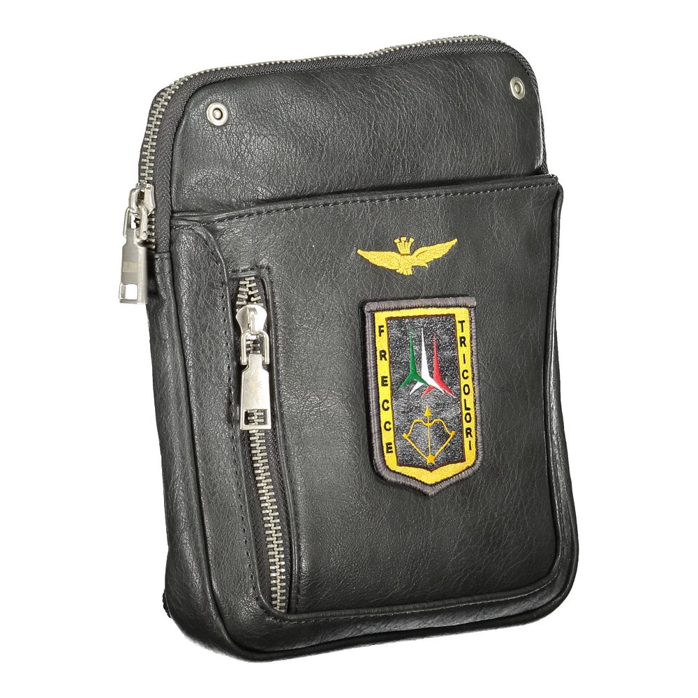 Aeronautica Militare Sleek Gray Shoulder Bag with Iconic Embroidery