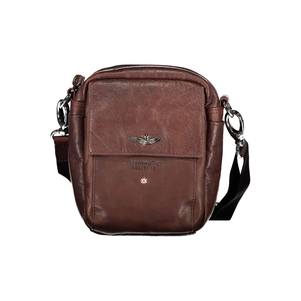 Aeronautica Militare Elegant Brown Leather Shoulder Bag