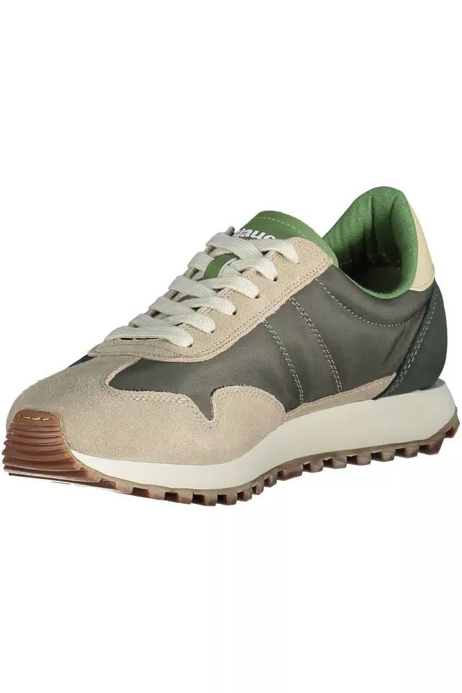 Blauer Beige Lace-Up Sneakers with Logo Accent