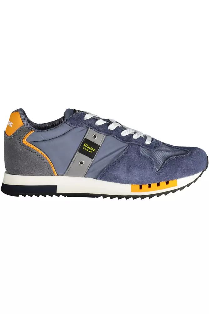 Blauer Elegant Blue Lace-up Sneakers with Contrast Details