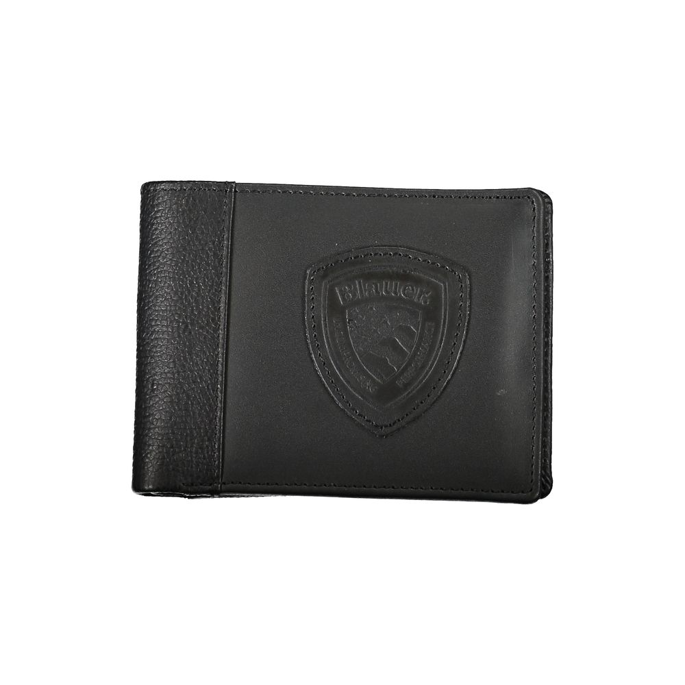 Blauer Elegant Black Leather Wallet with Contrast Details