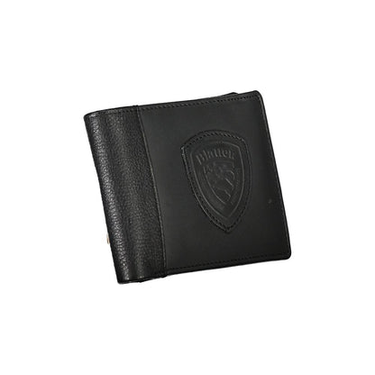 Blauer Elegant Black Leather Wallet with Contrast Details