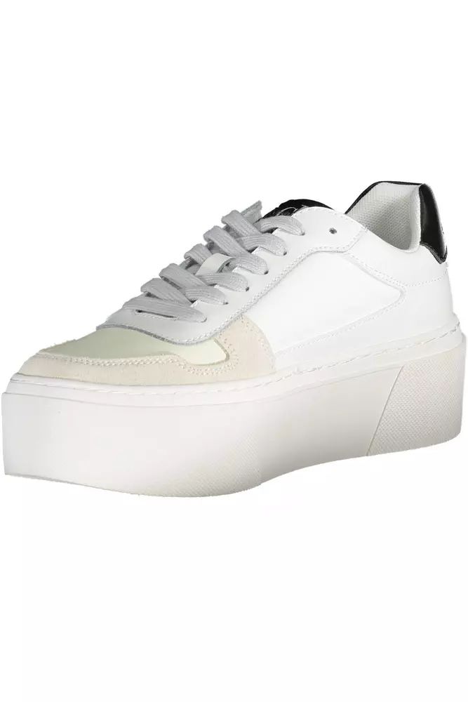 Calvin Klein Sleek White Platform Sneakers with Contrast Details