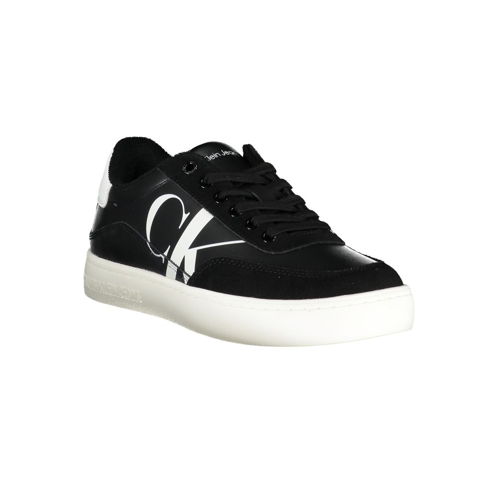 Calvin Klein Elegant Black Lace-Up Sneakers with Contrast Details