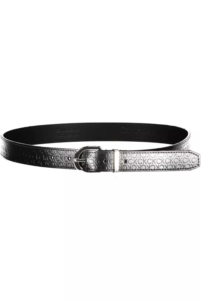 Calvin Klein Elegant Black Leather Belt with Logo Detail